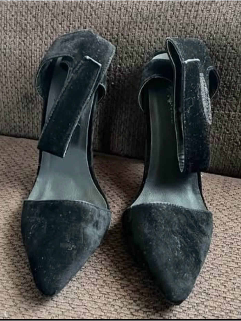 Black Women's Pointed Toe Ankle Strap Heels